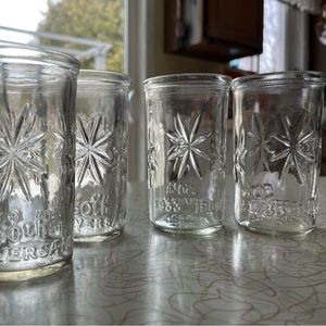 One set of 5 vintage 1938-1983 50th Anniversary Kraft small jelly jars.